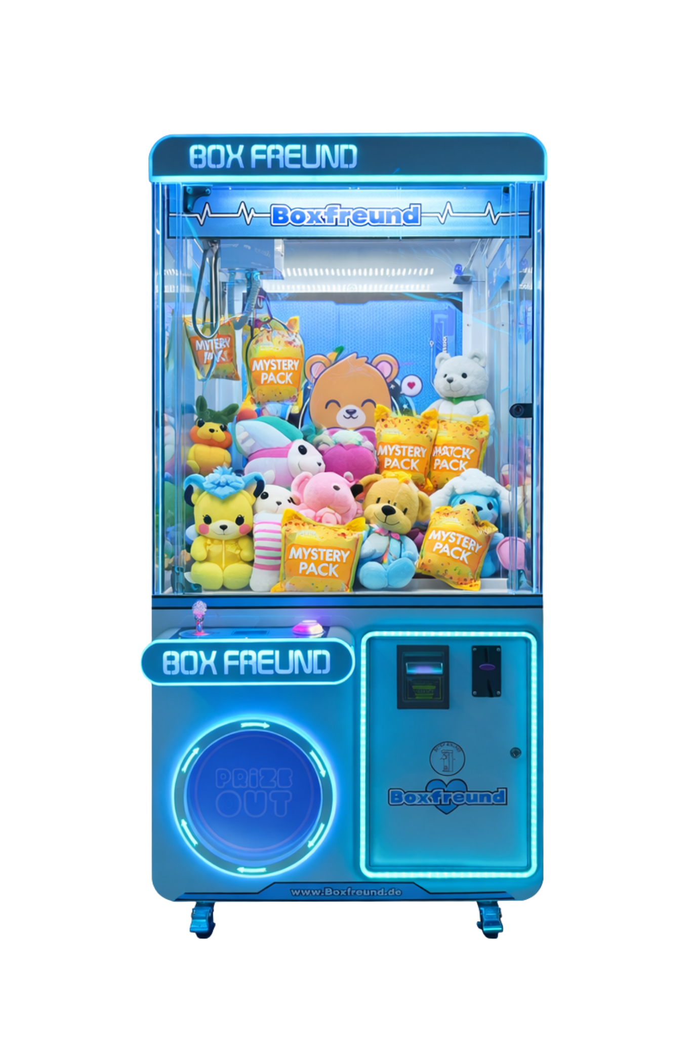 Greifautomat Greifer Claw Machine mit Trostpreis mit Münz- und Scheinwurf