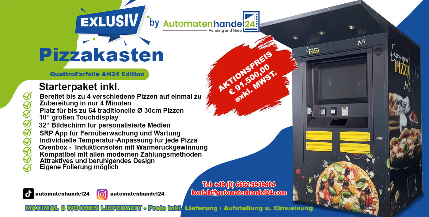 Flyer QuattroFarfalle Pizzakasten, Verkaufsautomaten, Warenautomaten