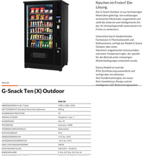 Sanden Vendo G-Snack 10 Outdoorautomat Warenautomat Verkaufsautomat Getränkeautomat Snackautomat Datenblatt
